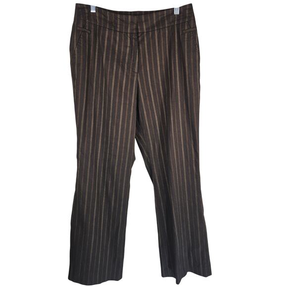 Faconnable Linen Blend Shades of Brown Work Casual Women's Pants 8 - Picture 1 of 3